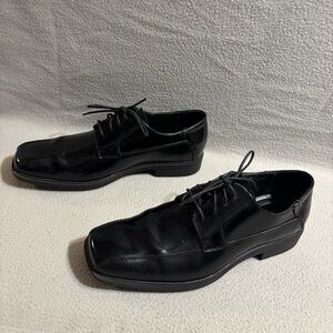 Calvin Klein Fedor Black Men's Dress Shoes Square Toe Derby Oxfords size 9.5